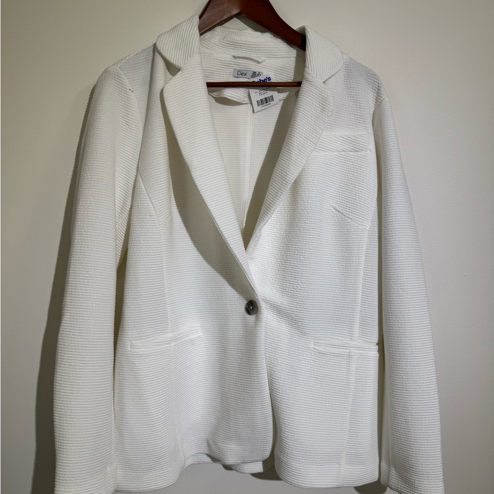 Dex Classic White Textured Blazer